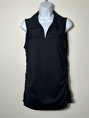 SwingDish Golf Polo Top Womens Large Black V Neck Sports Performance Athletic
